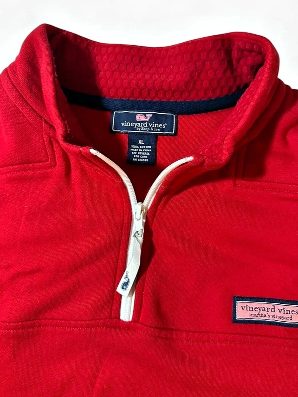 vineyard vines Half-Zip Pullover Cotton Pullover Red Size Small
